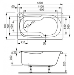 Акриловая ванна VAGNERPLAST NIKE 120x70