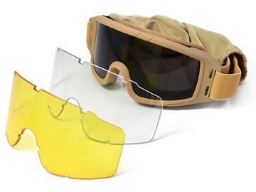 Маска стрелковая ShotTime Puma, защитная (хаки), комплект с 3 линзами