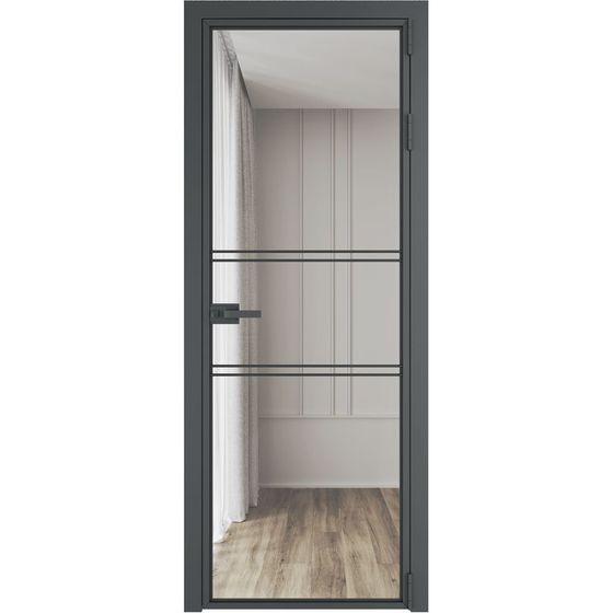 Алюминиевая дверь 2AХ серая ночь стекло прозрачное