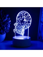 Светильник 3D ночник RISALUX «Волк», LED, белый, 12×9.5×16 с