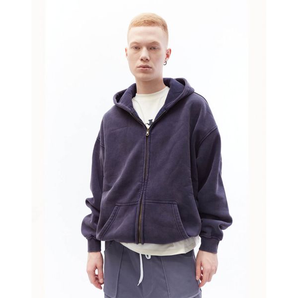 Худи вареный Zip Слива ретро-синий - фото 2