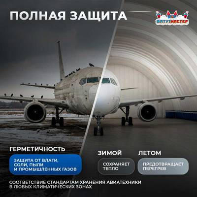 Быстроразводимый авиационный ангар «Орбита Полёта», 50×35×20 м