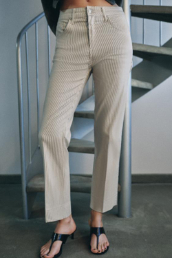 ZARA УКОРОЧЕННЫЕ ДЖИНСЫ BOOTCUT-FLARE СО СРЕДНЕЙ ПОСАДКОЙ — ZW COLLECTION, ЭКРЮ МЕЛАНЖ