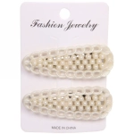 Зажимы для волос 2шт «KRASA - Aks», цепочка, капля, цвет белый, 8*2,5см