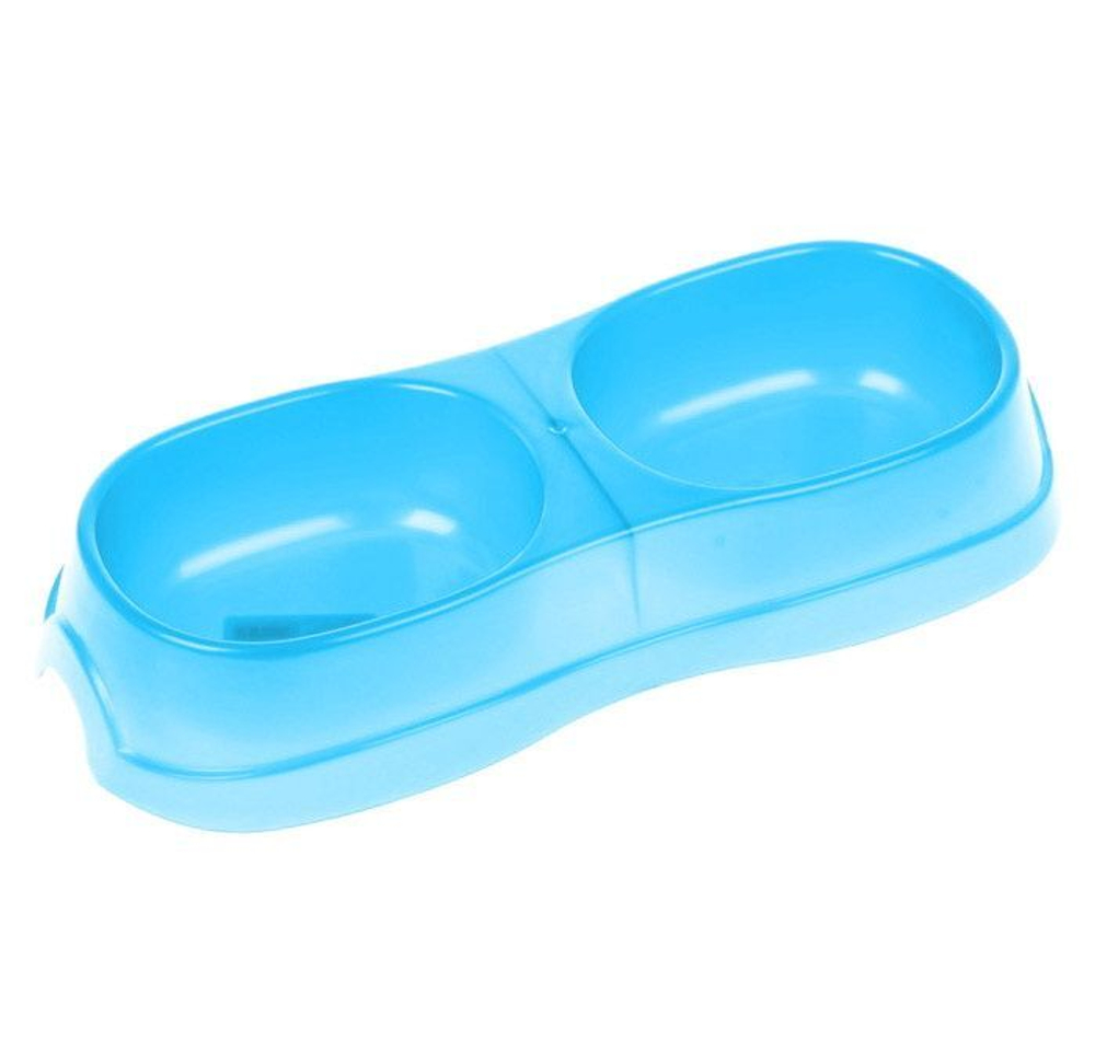 HOMECAT Миска пластиковая двойная для кошек, 28*12,5*5 см, 2*300 мл