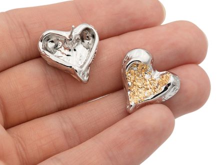 Серьги-гвоздики "Сердце. Druse" 19мм, биколор