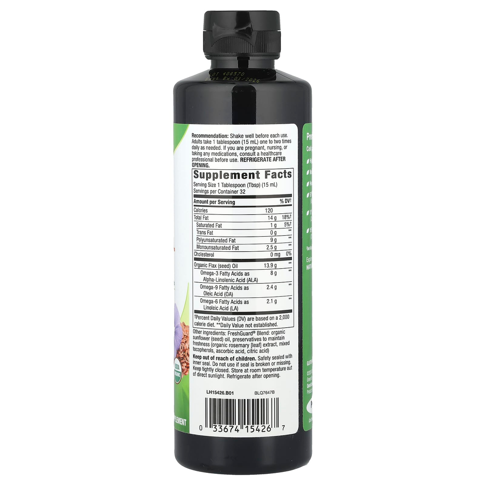 Nature's Way, Органическое льняное масло, 480 мл (16 жидк. Унций)