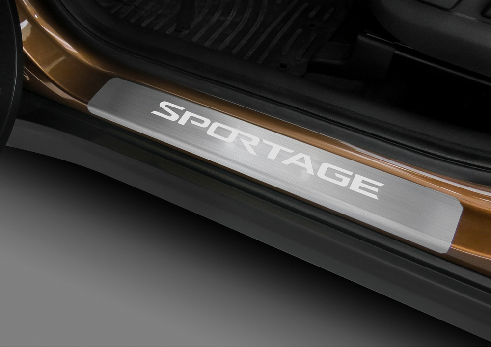 Накладки на пороги Rival для Kia Sportage IV 2016-2022, нерж. сталь, с надписью, 4 шт., NP.2806.3