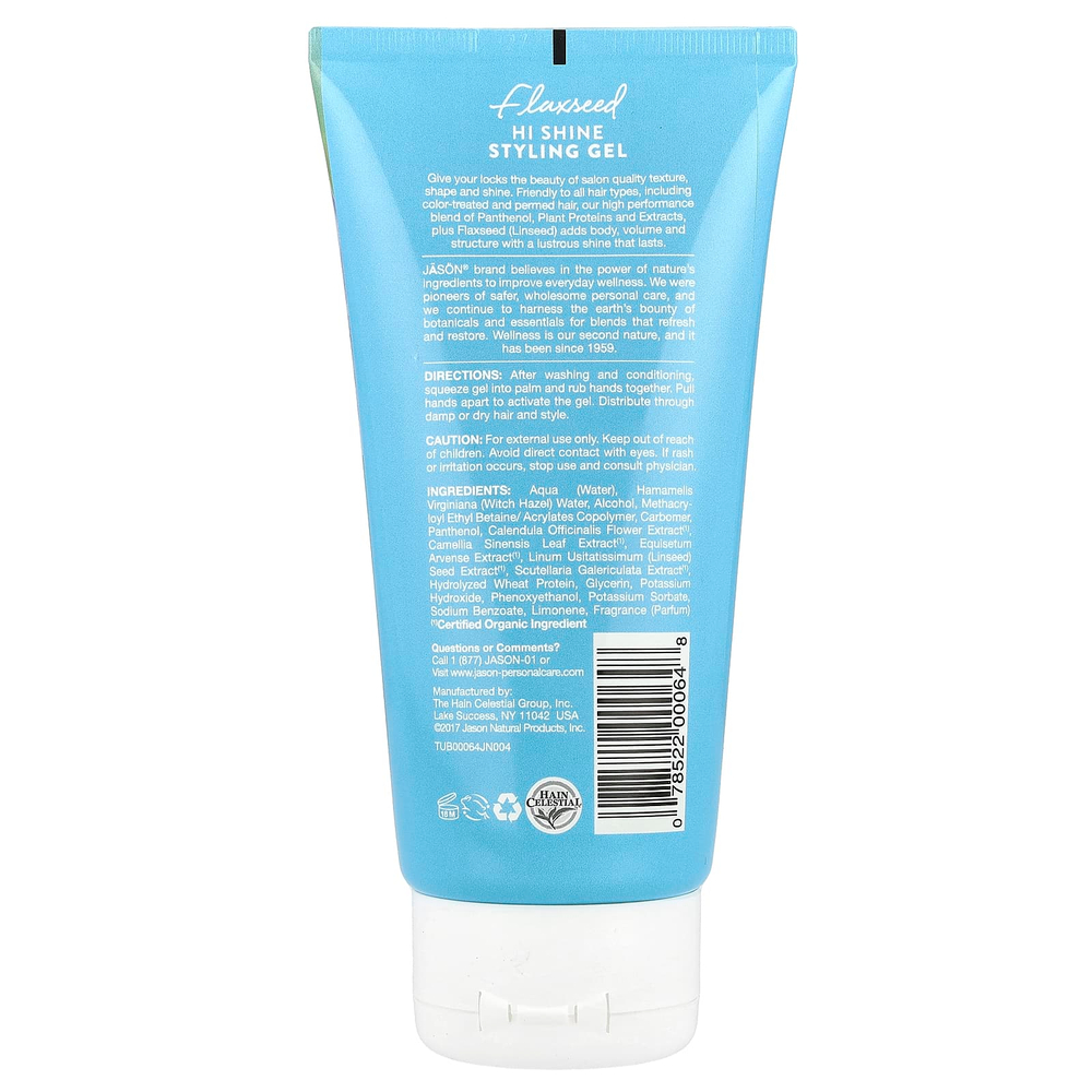 Jason Natural, гель для укладки волос, льняное семя, 170 г (6 унций)