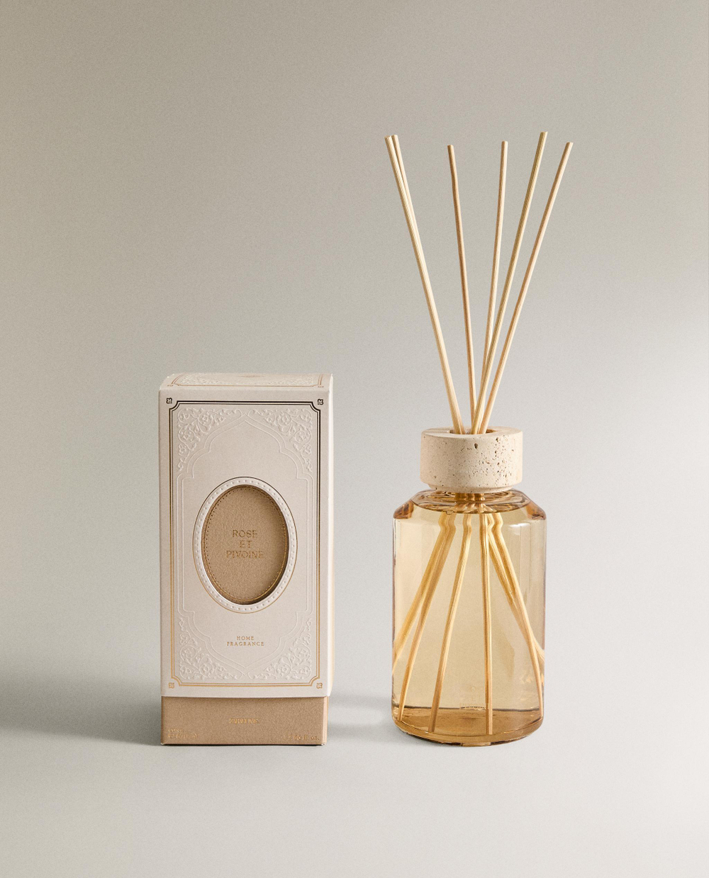 Zara Home Аромадиффузор Rose et Pivoine 670 мл, тростниковые палочки микадо, аромат цветочный, Розовый