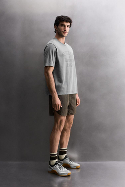 ZARA ХЛОПКОВАЯ ФУТБОЛКА, АНТРАЦИТОВО-СЕРЫЙ