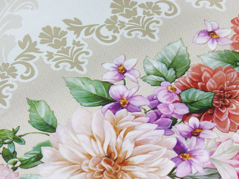 Клеенка столовая DEKORAMA 140см*20м "Астры на бежевом"