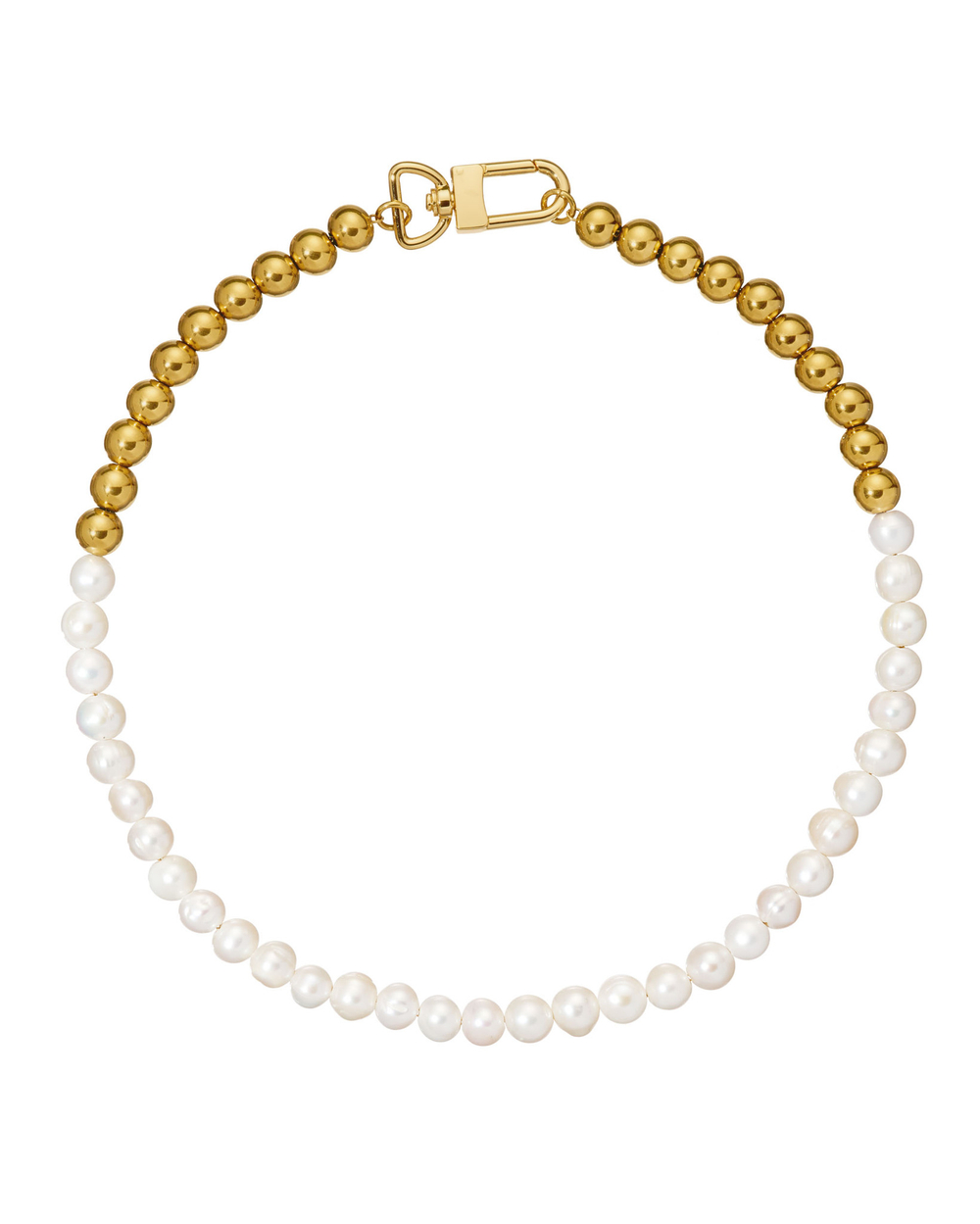 Колье-крупный жемчуг, золотые шарики, замок