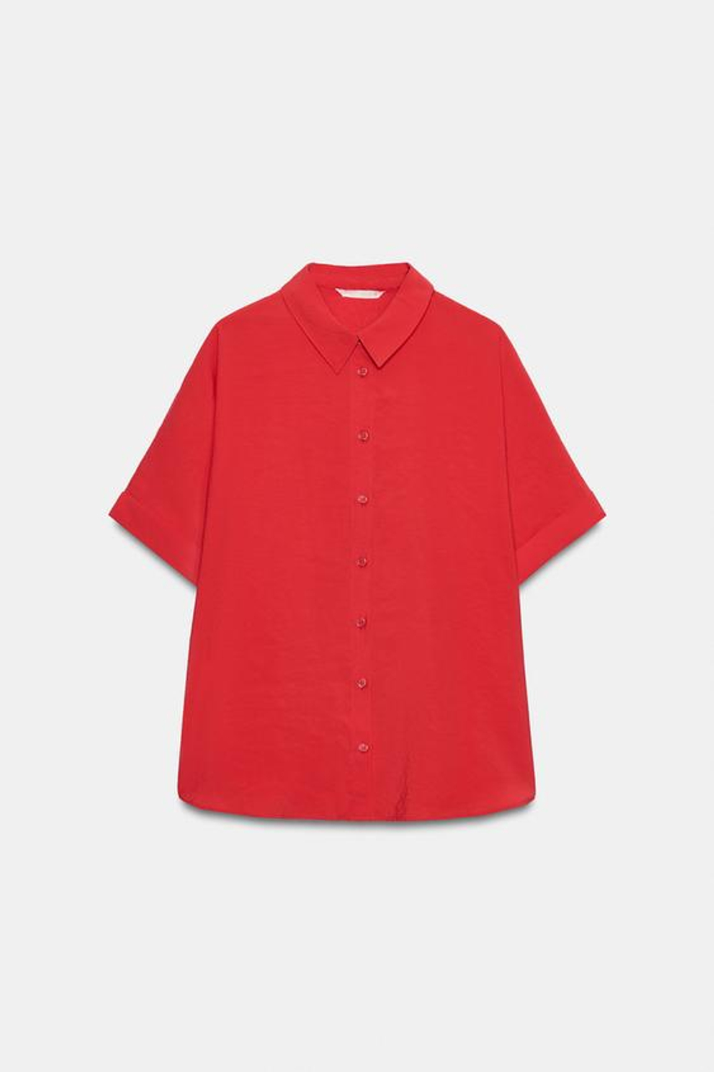 ZARA РУБАШКА СТРУЯЩЕГОСЯ КРОЯ С КОРОТКИМИ РУКАВАМИ, КРАСНЫЙ