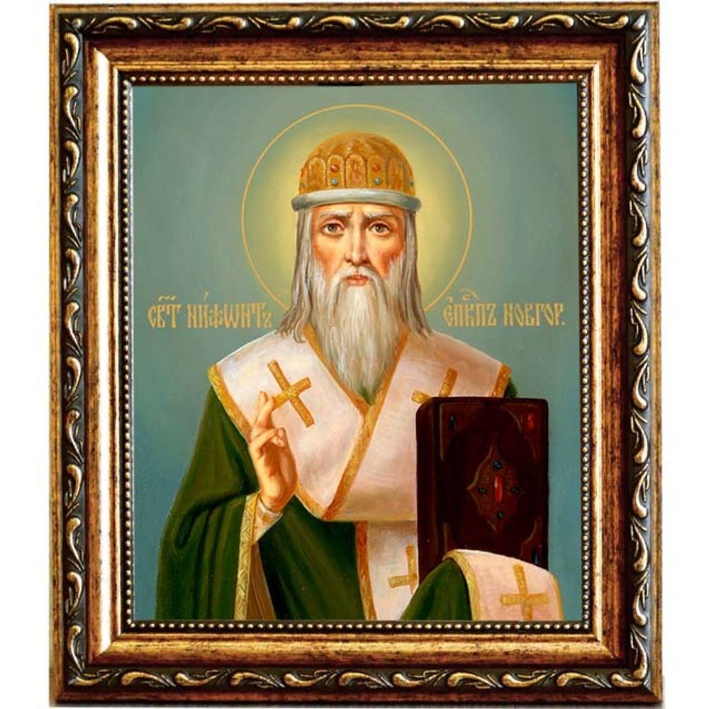 Нифонт Печерский, Новгородский святитель, епископ. Икона на холсте.