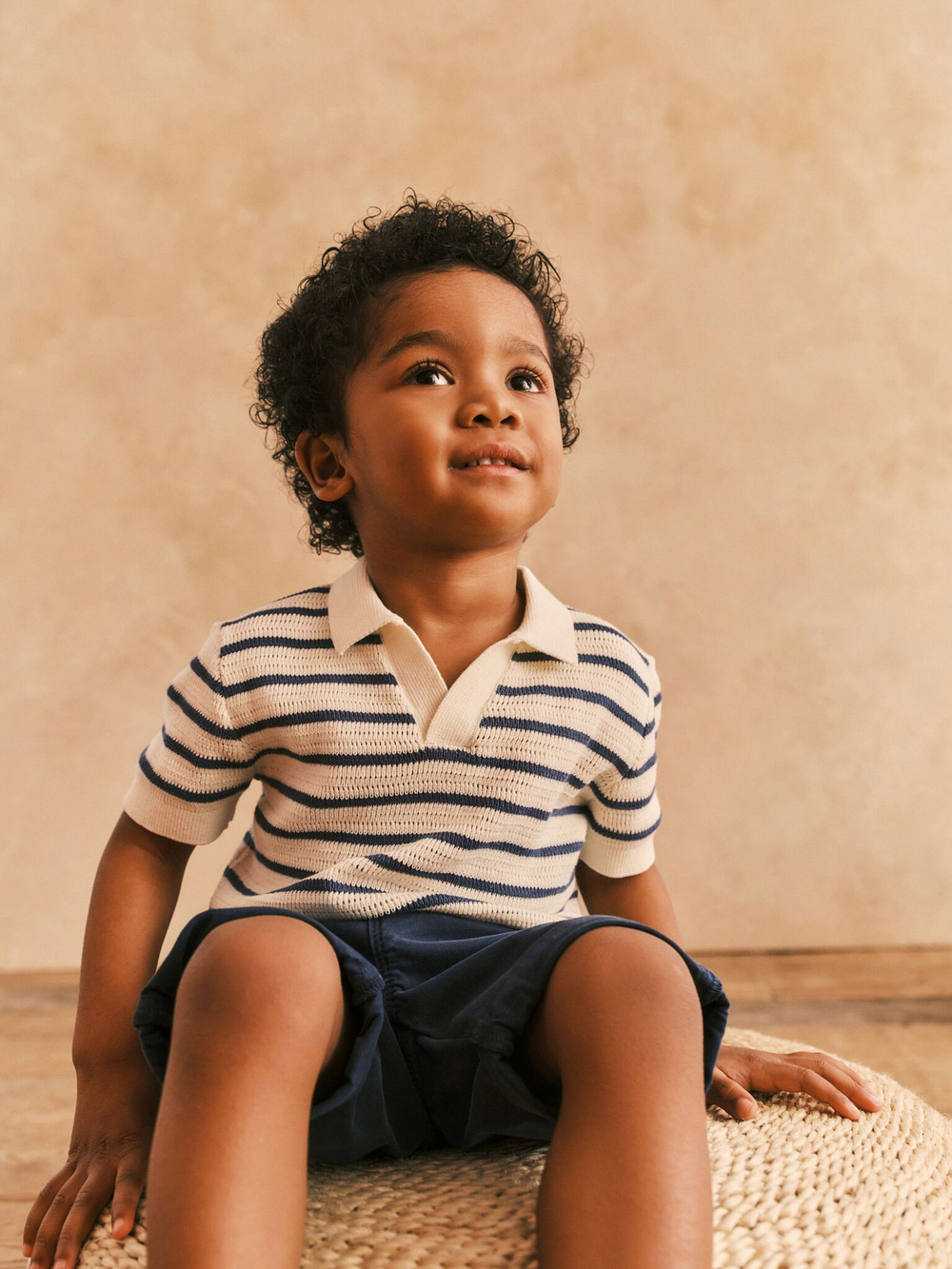 Поло вязаное для мальчика Next 948-960, Светло-бежевый, Синий