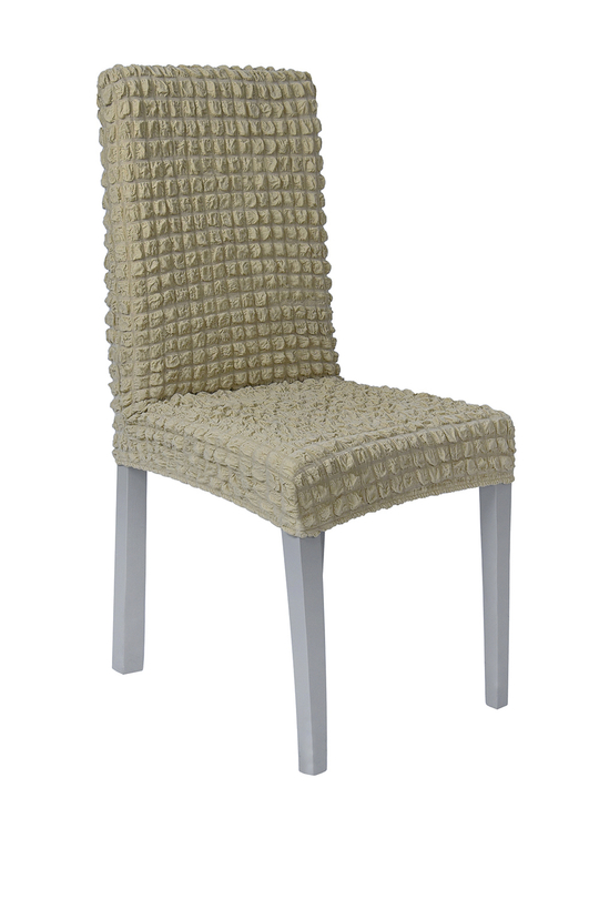 Чехол на стул без оборки со спинкой, цвет Бежевый