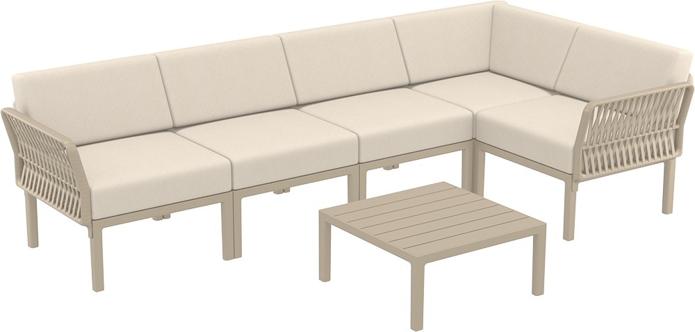 Комплект пластиковой мебели Siesta Contract Portofino Lounge Corner, бежевый, бежевый