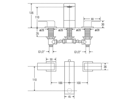 Смеситель для раковины Steinberg Treos, на 3 отверстия, с донным клапаном, хром, 178 2000