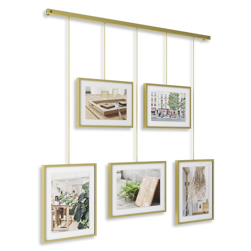 Панно для фотографий exhibit, матовая латунь, 5 эл.