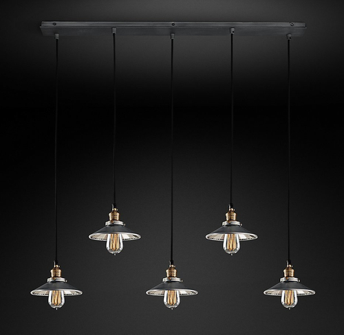 Подвесной дизайнерский светильник  20th C. Factory Filament Reflector Rectangular Pendant by Restoration Hardware