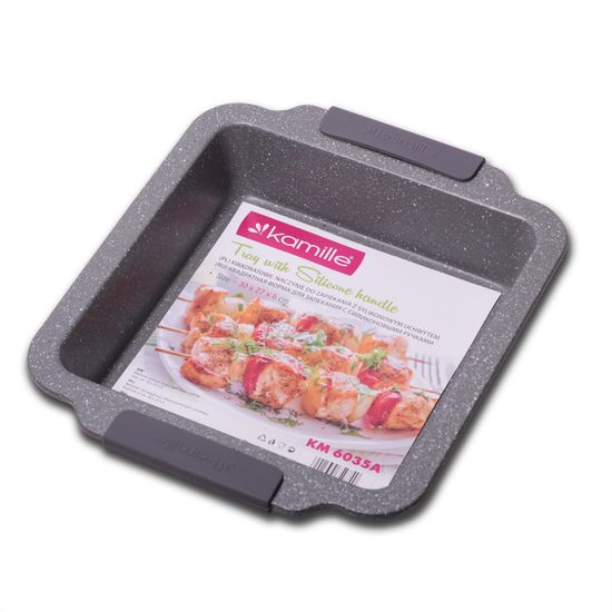 Форма для запекания 30.3х26.7х4.2 см из углеродистой стали (голубой и бежевый мрамор) Kamille