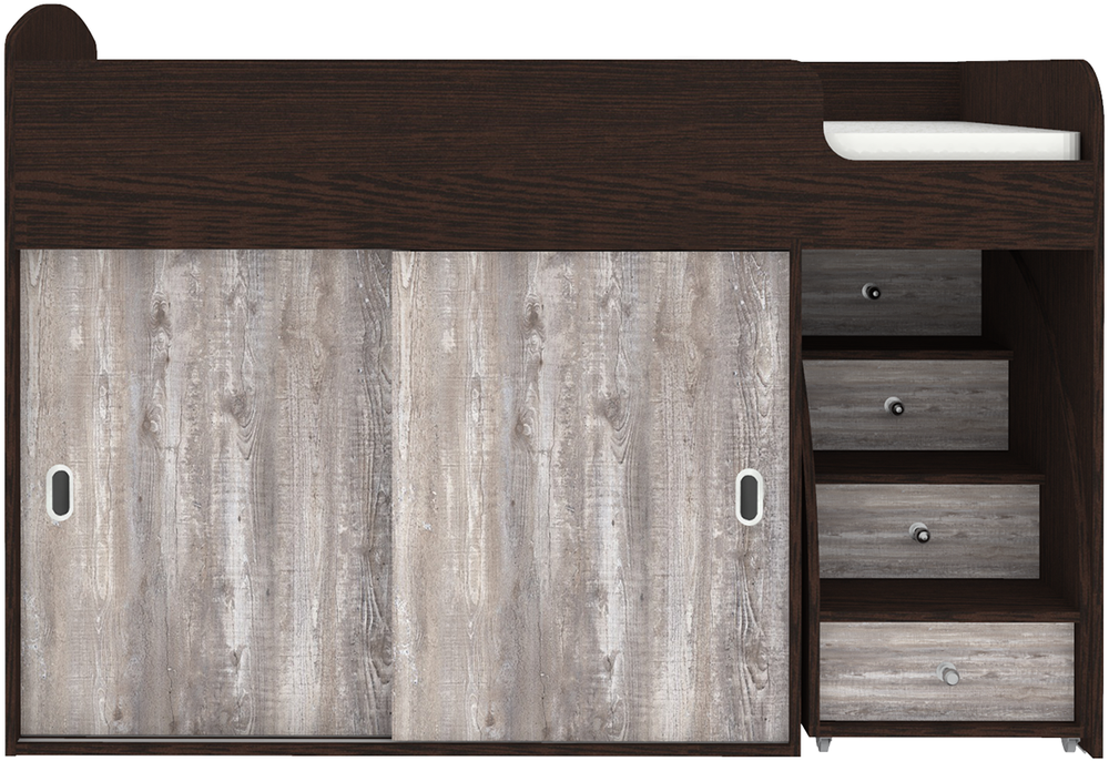 Кровать-чердак КарИВи Малыш Купе Венге Бетон