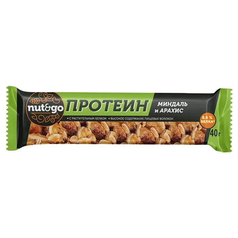 Батончик KDV NUT N GO PROTEIN миндаль и арахис 36 гр/шт 18 шт/кор
