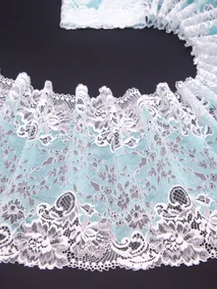 03-169 Кружево эластичное 23 см, бирюза/белый