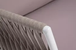 "Касабланка" правый модуль плетеный из роупа, каркас алюминий светло-серый (RAL7035) муар, роуп серо-коричневый 23мм, ткань бежевая 052