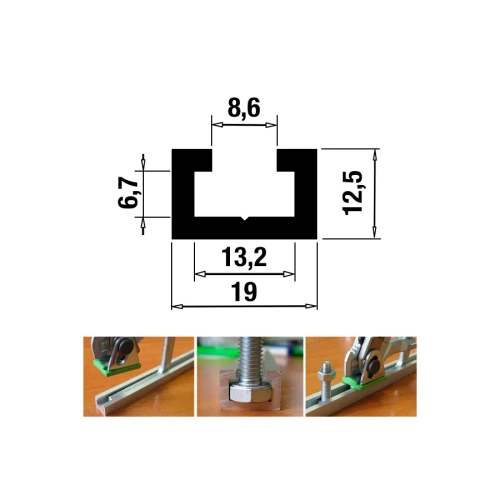 Профиль-шина 19 мм, анод., серебро матовое, 2 м CMT TR019.2000
