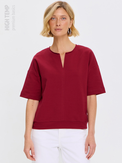 Плотная футболка из футера 2-нитки с V-вырезом HIGH TEMP