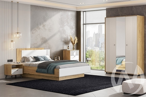 Кровать двойная универсальная 1;6 Серия 2 МС Милан (дуб золотой/белый матовый)