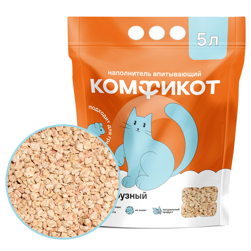 КОМФИКОТ Наполнитель кукурузный впитывающий, 5 л