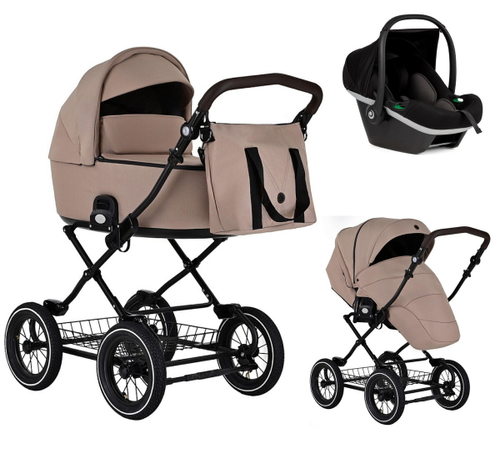 Детская коляска Roan Bass Next Classic d12 3 в 1 с автокреслом Tutis Elo Black RCL266/1 Amber