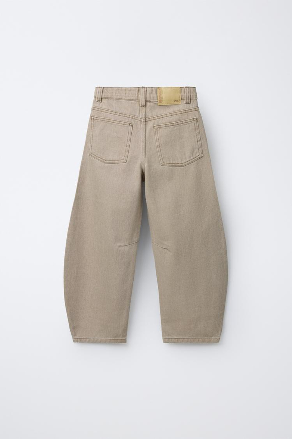 ZARA БРЮКИ BARREL, БЕЖЕВЫЙ