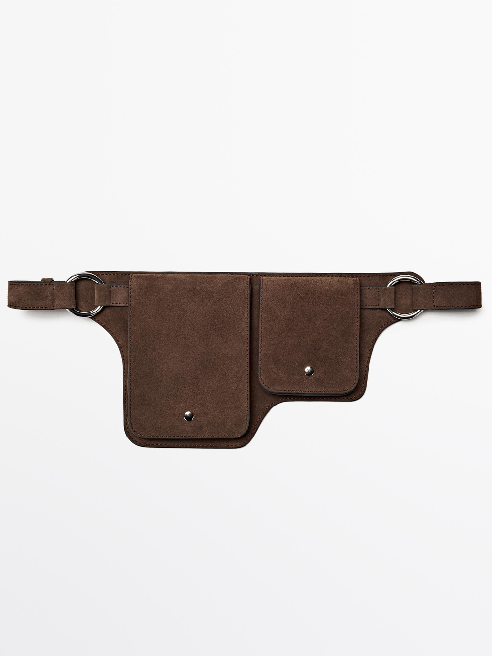 Massimo Dutti Поясная сумка из замши с двумя отделениями, норка