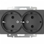 Розетка двойная с заземлением (графит рифленый)