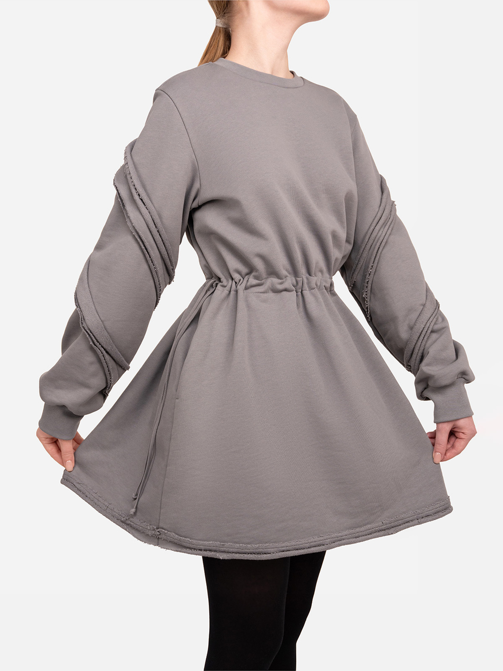 Платье мини из футера "Целина". Серое