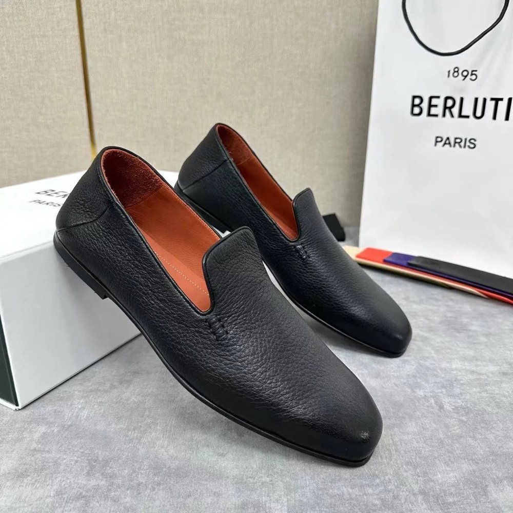 Мужские лоферы Berluti из зернистой кожи