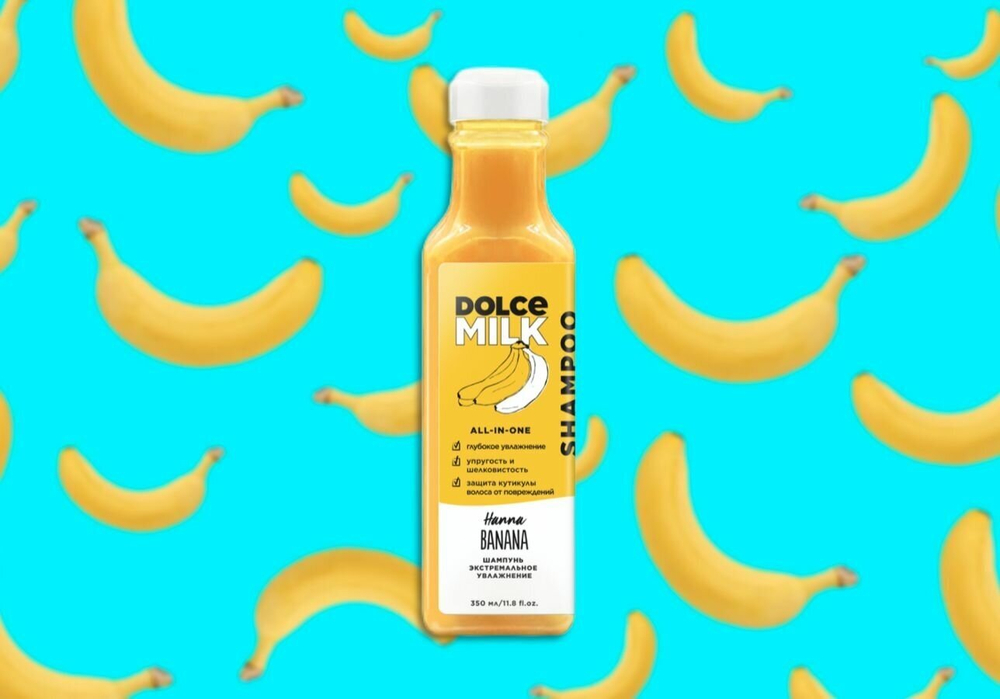 Шампунь для волос Dolce Milk экстремальное увлажнение Ханна Банана, 350 мл .