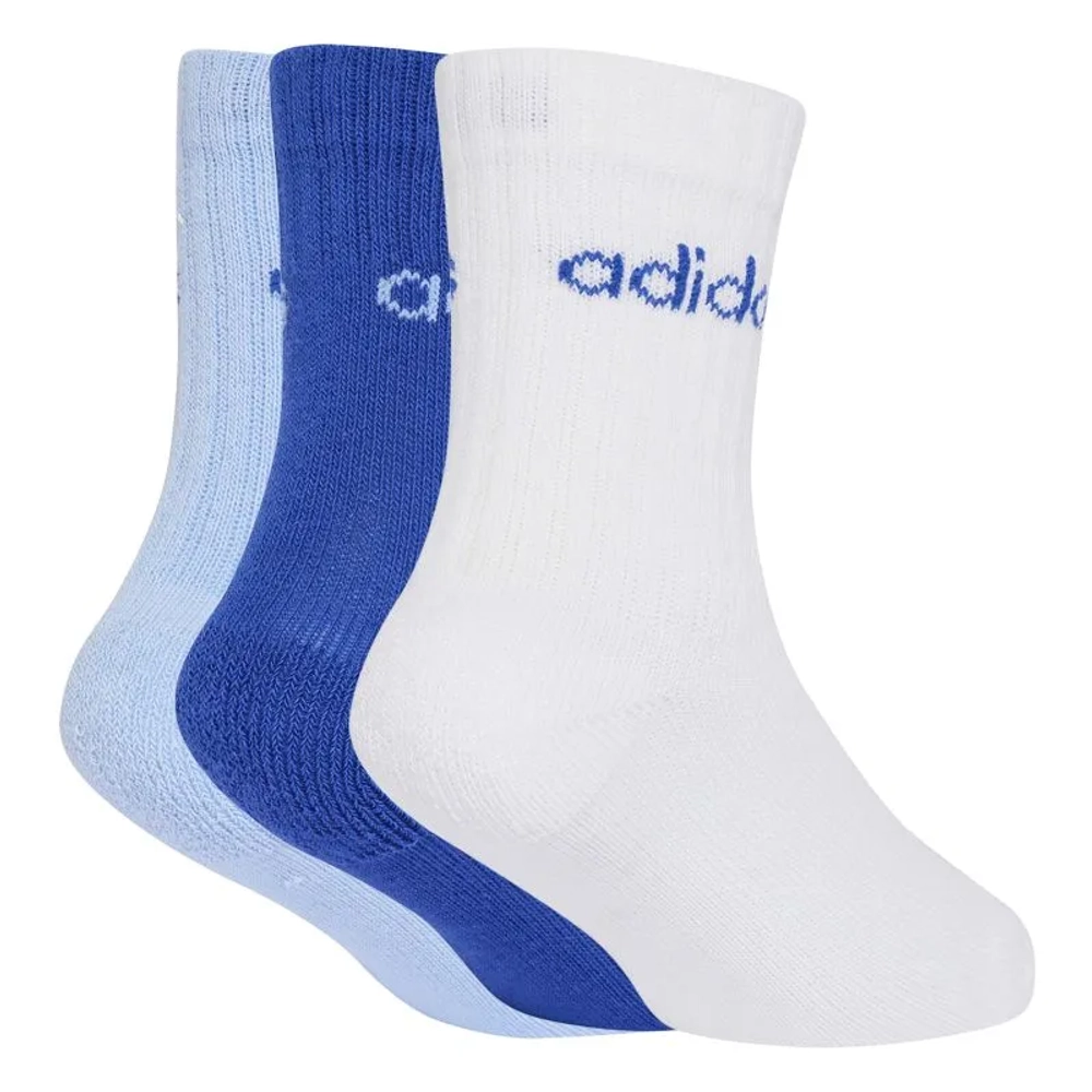 Теннисные носки Adidas Kids Linear Crew 3P - white/royal blue/glow blue