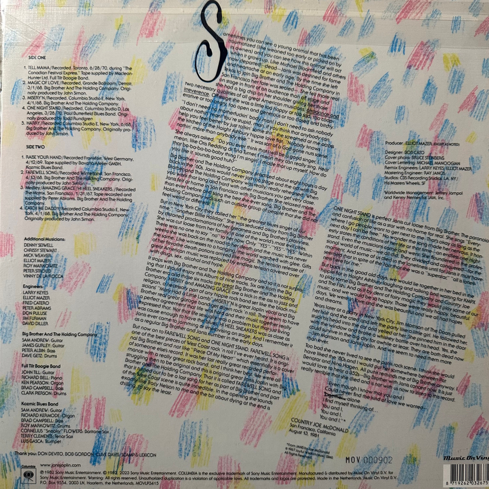 Janis Joplin ‎– Farewell Song (Голландия 2023г.) Red/white