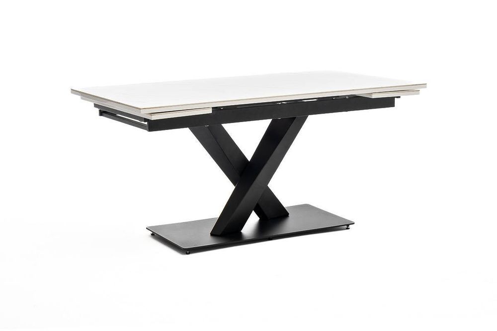 "Юпитер" стол интерьерный раздвижной обеденный из керамики, цвет белый глянцевый