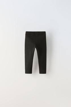 ZARA ЛЕГИНСЫ В РУБЧИК С НАШИВКОЙ, ЧЕРНЫЙ