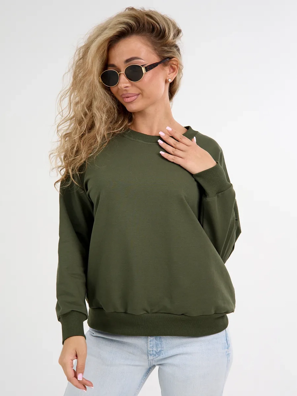 Кофта без начеса теплый больших размеров оверсайз свитшот