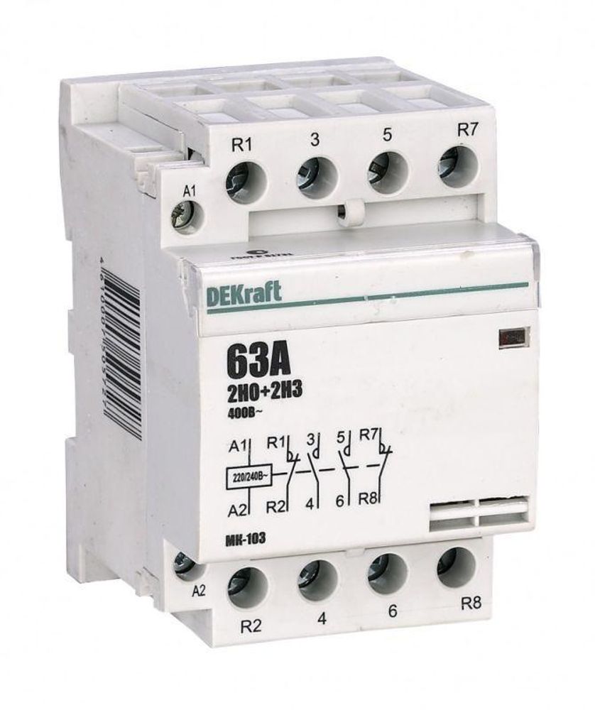 Контактор модульный МК-103 2НО+2НЗ 40А 230В DEKraft 18083DEK Контактор модульный МК-103 2НО+2НЗ 40А 230В DEKraft 18083DEK