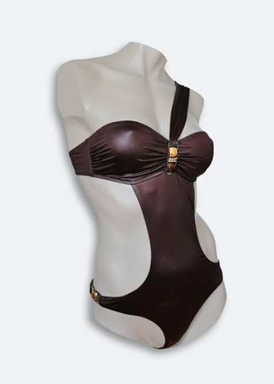 Оригинальный купальник-монокини с бретелью через плечо (Размер: 36) (Цвет: коричневый)