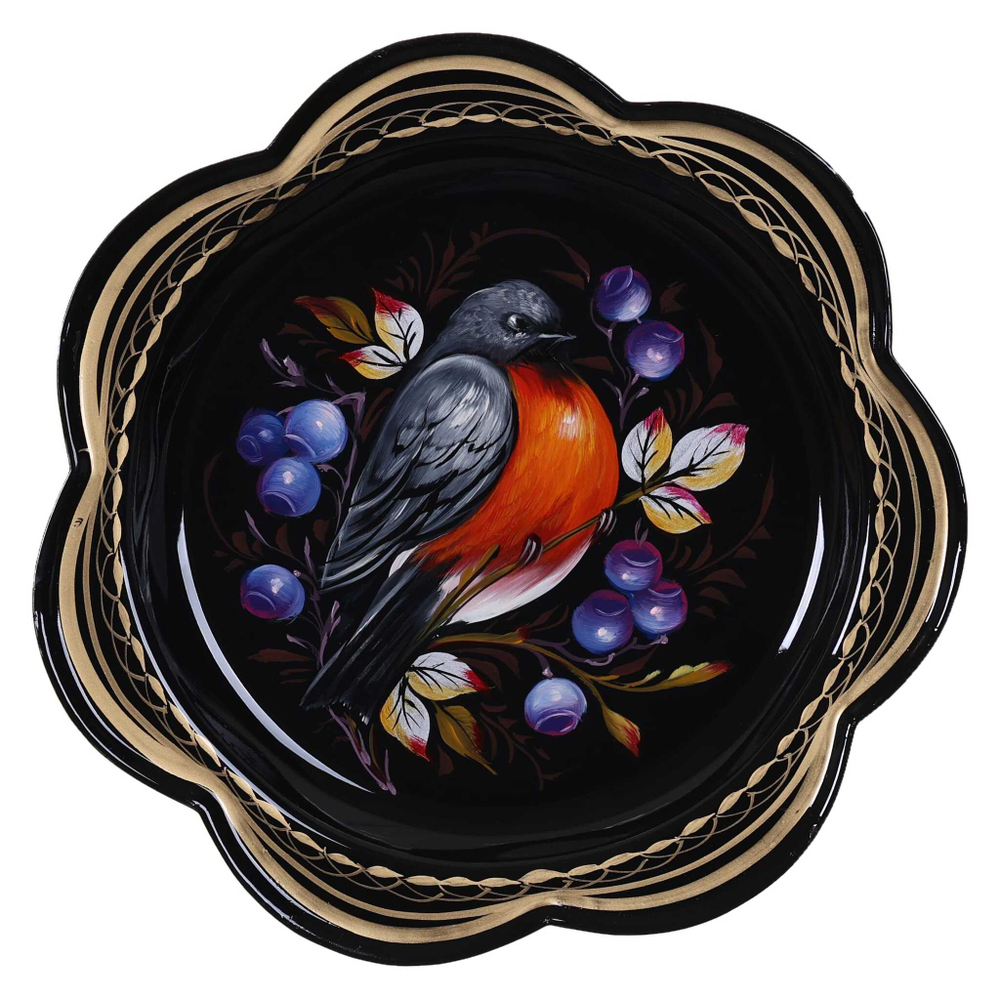 Жостовский поднос декоративный, размер 18 см (A1), металлический