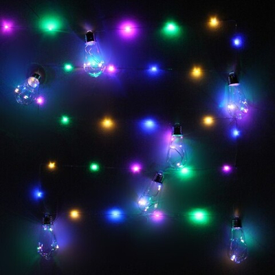 Гирлянда на батарейках 4 м, 100 ламп LED с насадками «Сосуд» 10 шт., Мультицвет (батарейки АА)